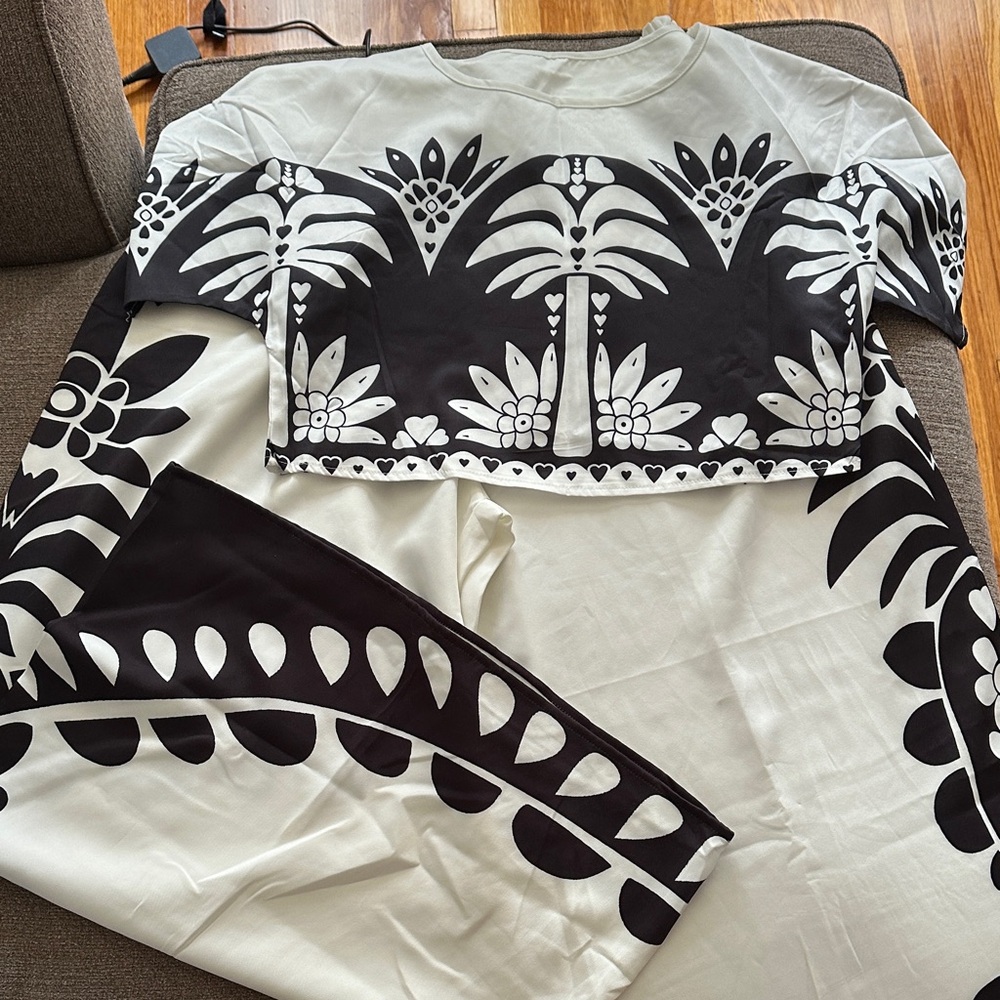 Black and White Patterned Two-Piece Set